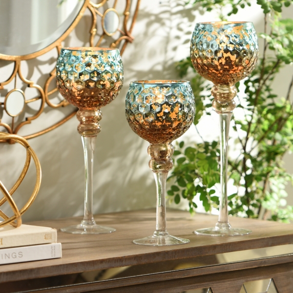 Blue & Brown Mercury Glass Charisma, Set of 3 Kirklands