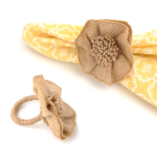 Burlap Flower Napkin Ring Kirklands