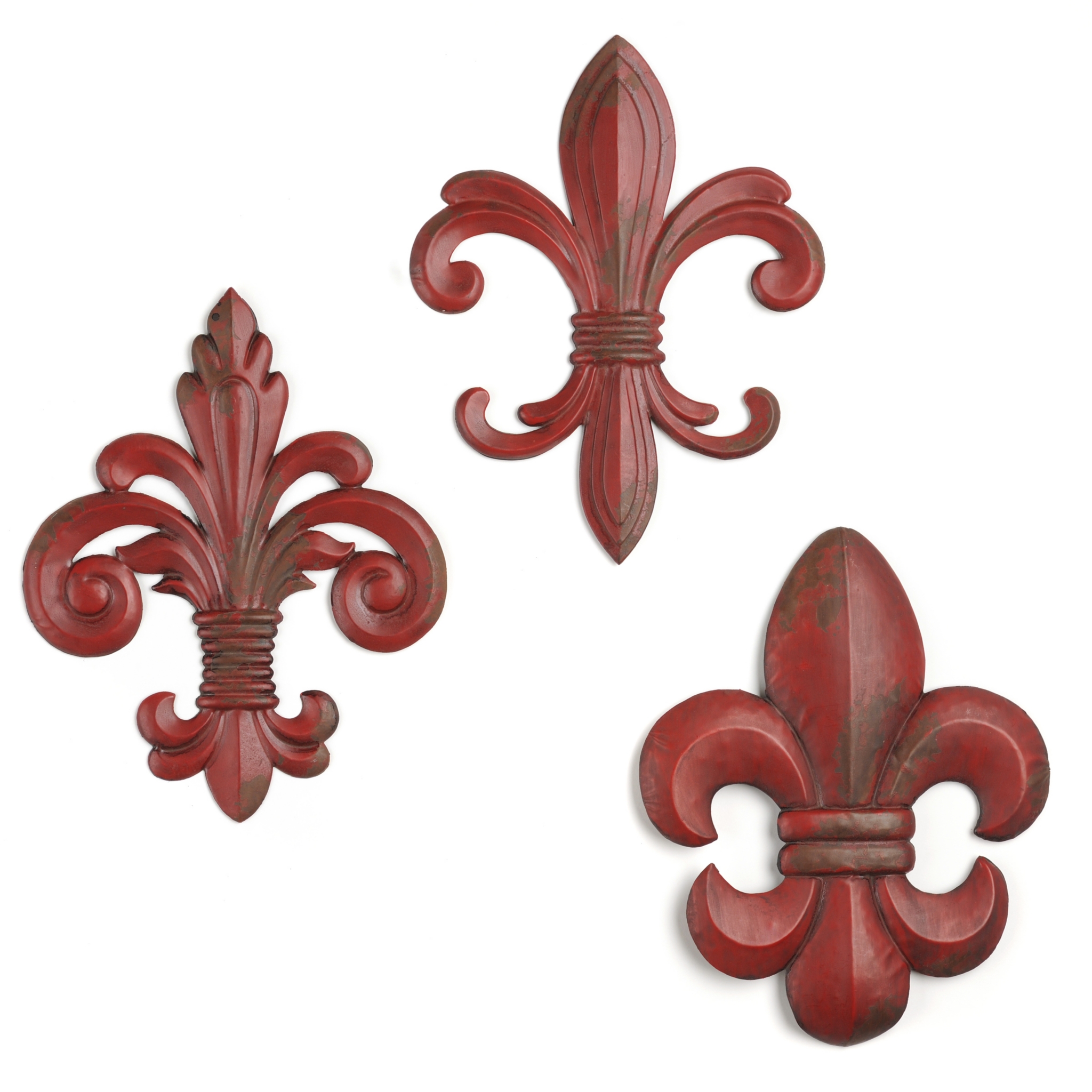 Red Metal Fleurdelis Wall Plaques, Set of 3 Kirklands
