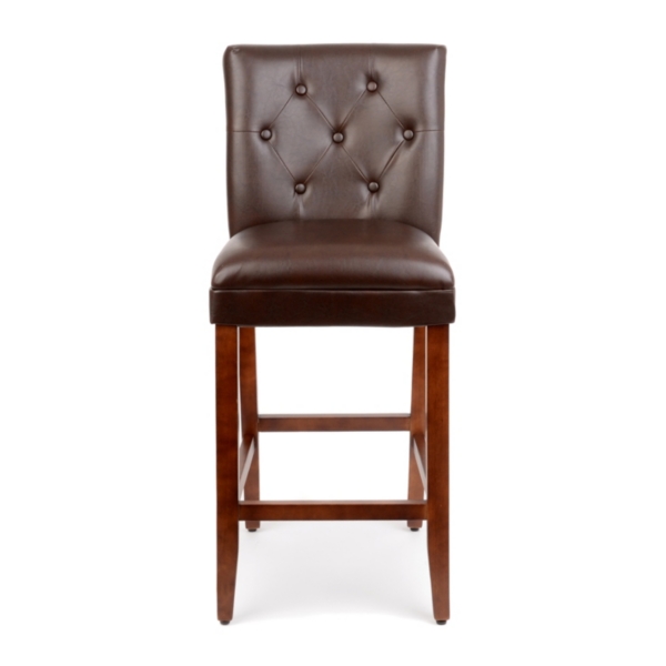 Brown Faux Leather Tufted Bar Stool Kirklands