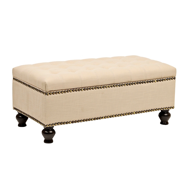 Jessica Ivory Tufted Storage Bench Kirklands