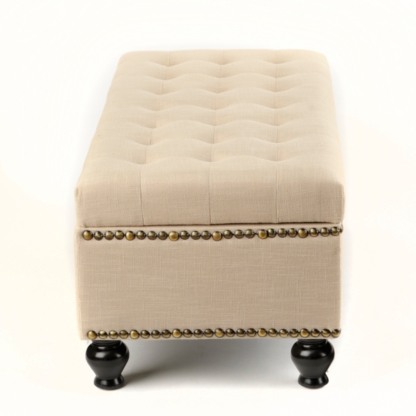 Jessica Ivory Tufted Storage Bench Kirklands