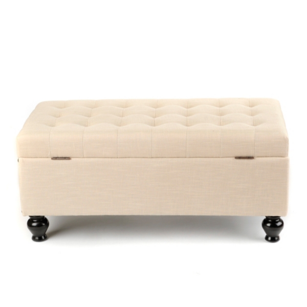 Jessica Ivory Tufted Storage Bench Kirklands