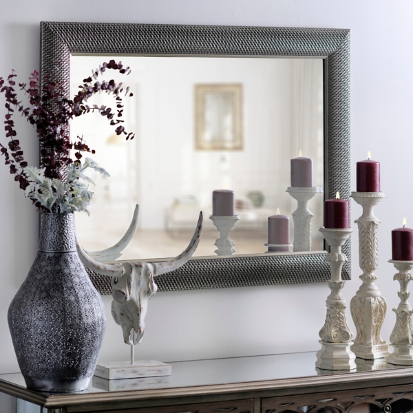 Antique Silver Woven Framed Mirror, 32x44 in. Kirklands