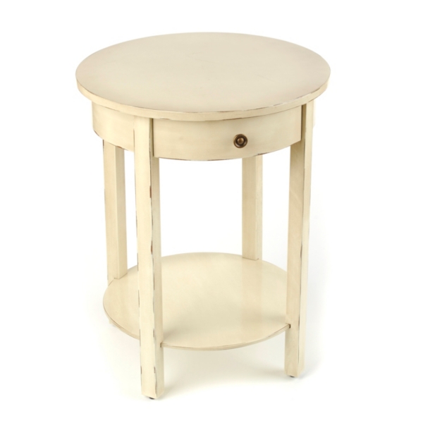 Distressed Cream Round Accent Table Kirklands