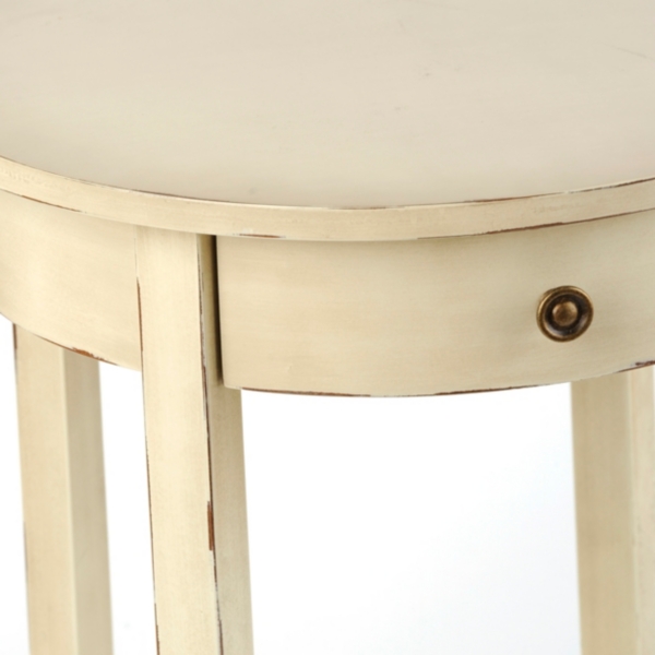 Distressed Cream Round Accent Table Kirklands