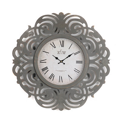 Gray Art Deco Wall Clock