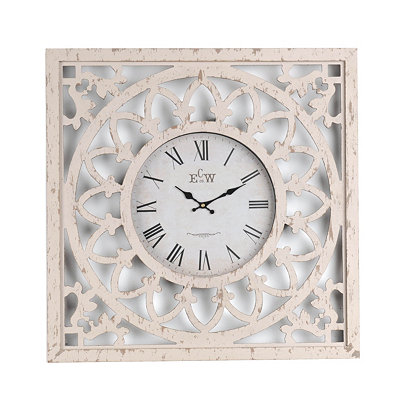 Distressed White Cutout Clock