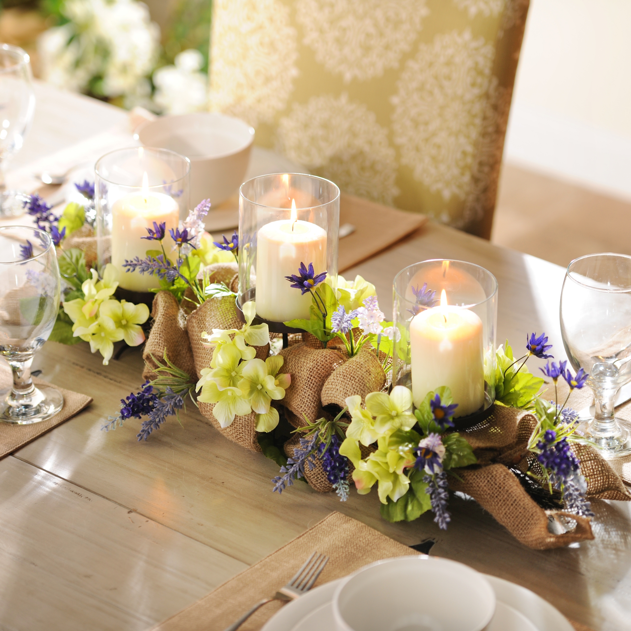 Lavender Burlap Centerpiece Kirklands