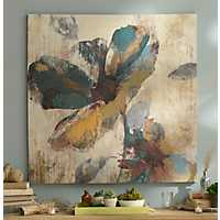 Abstract Aqua & Brown Floral Canvas Art Print