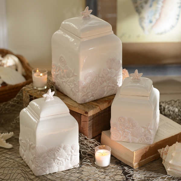 Coastal Seashell Canisters, Set of 3 Kirklands