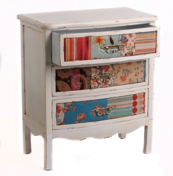 Cream 3Drawer Patchwork Chest Kirklands