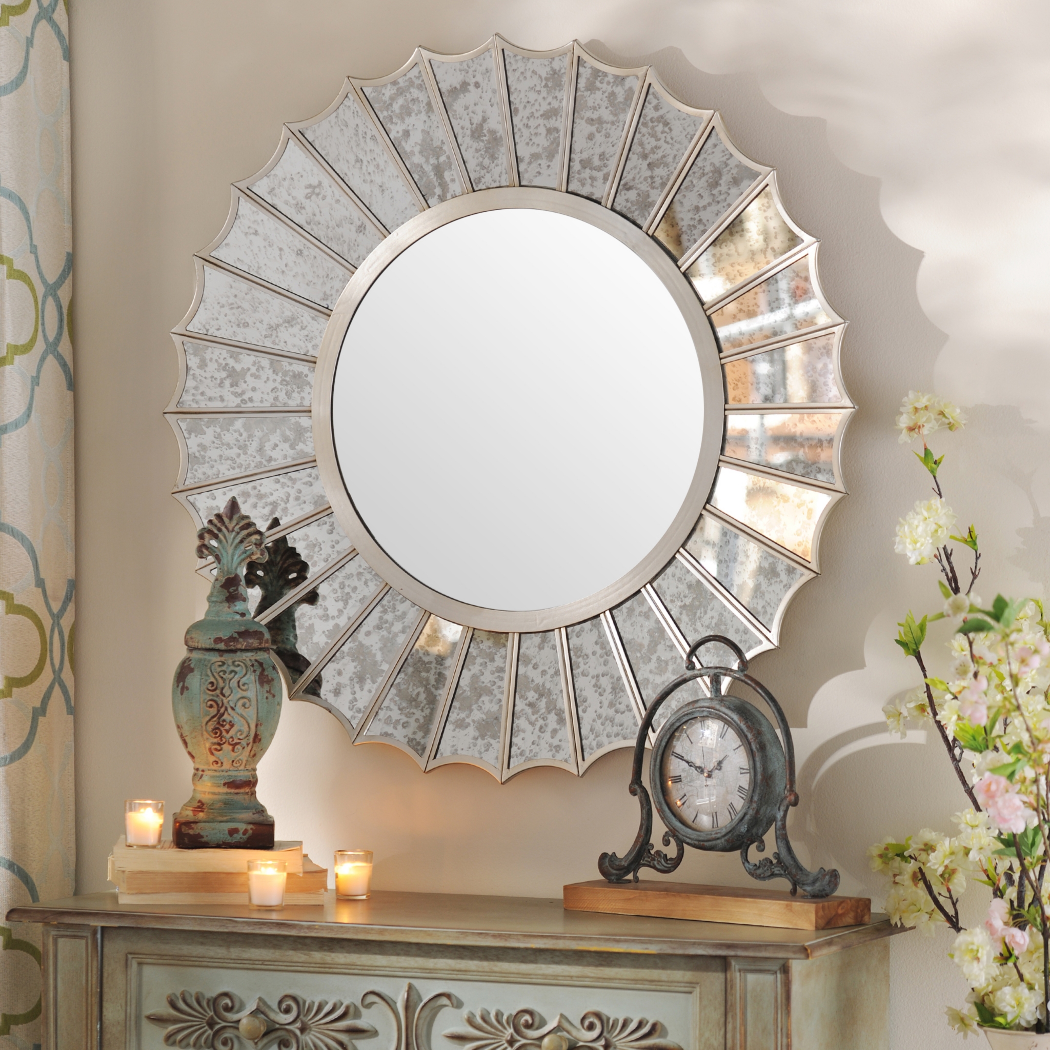 Antiqued Silver Fin Wall Mirror Kirklands