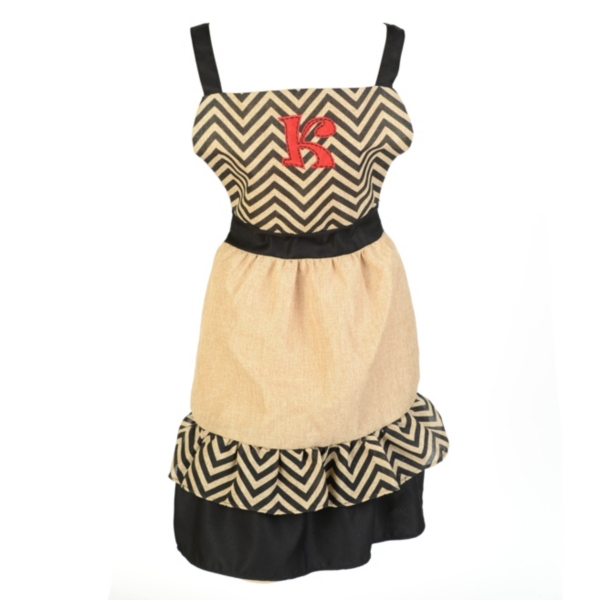 Chevron Burlap Monogram Apron Kirklands