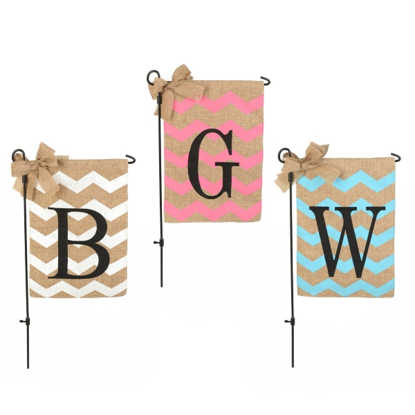 Chevron Burlap Monogram Garden Flag Kirklands