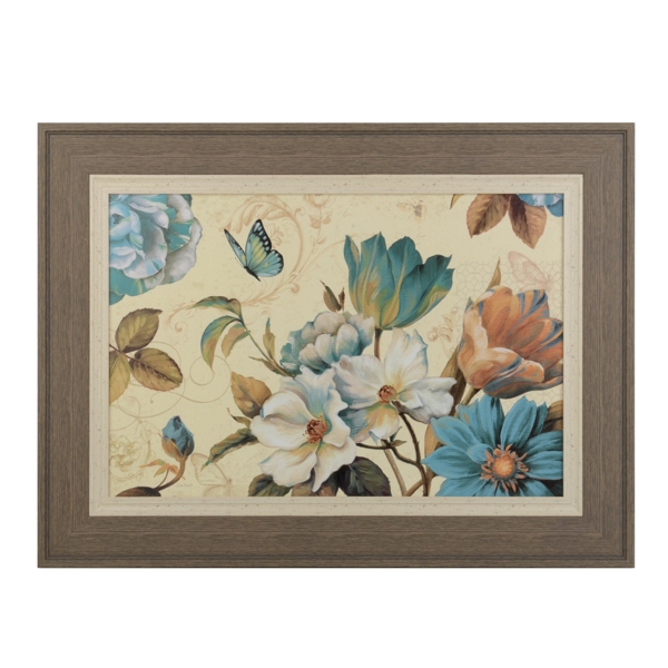 Teal Poesie Floral Framed Art Print Kirklands