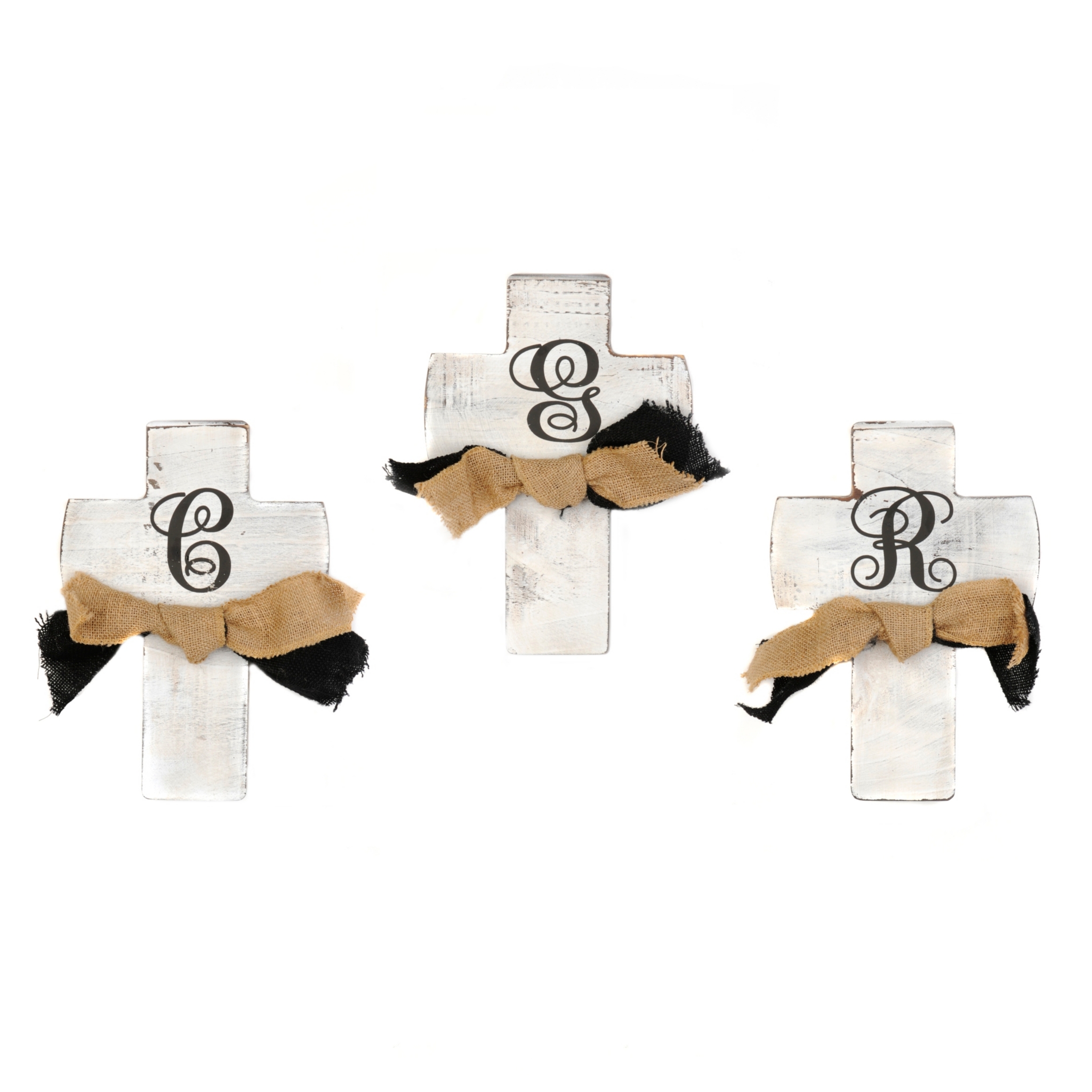 Rustic White Monogrammed Crosses Kirklands