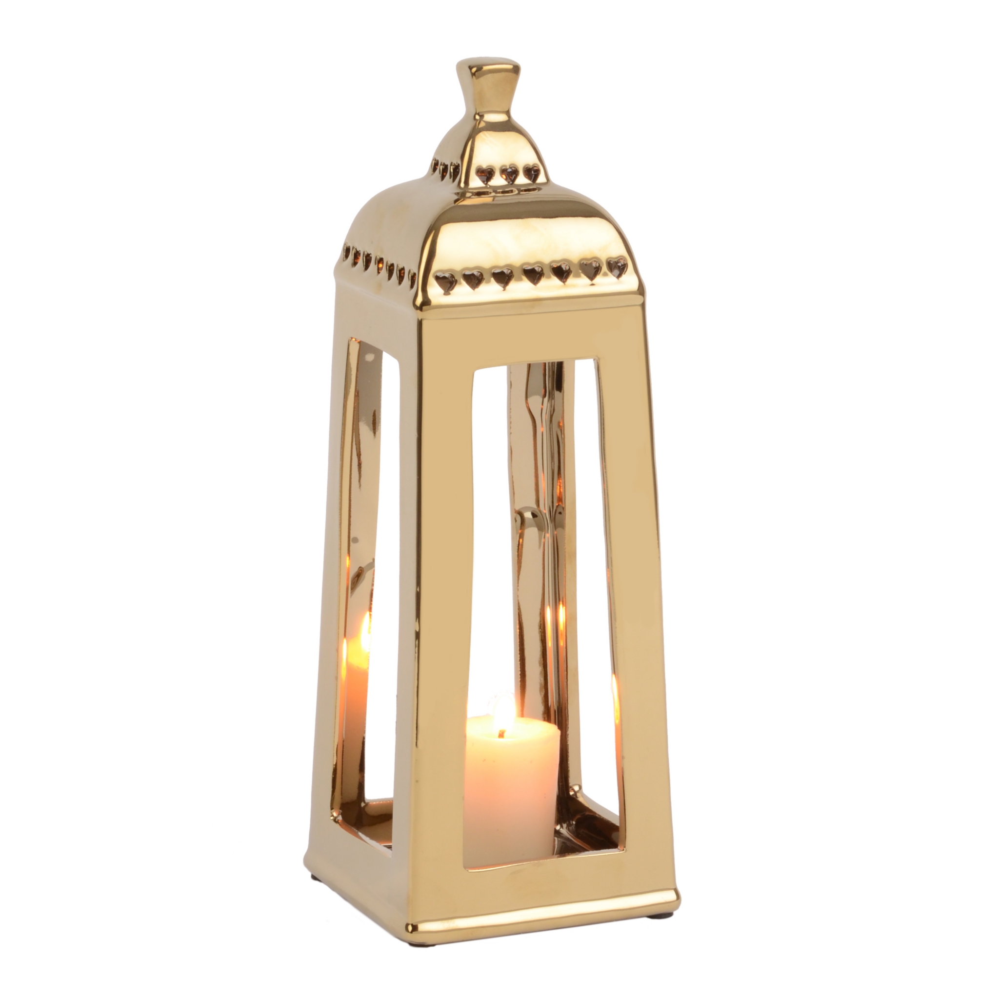 Gold Ceramic Heart Cutout Lantern Kirklands