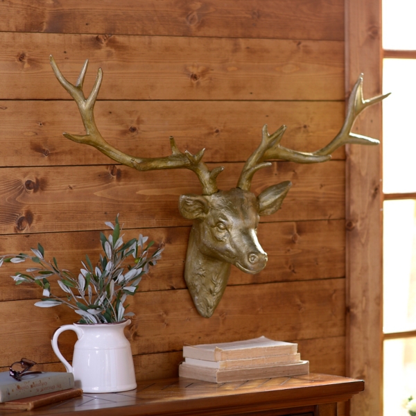 Golden Deer Head Plaque Kirklands