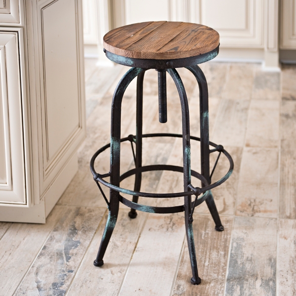 Industrial Black & Aqua Bar Stool | Kirklands