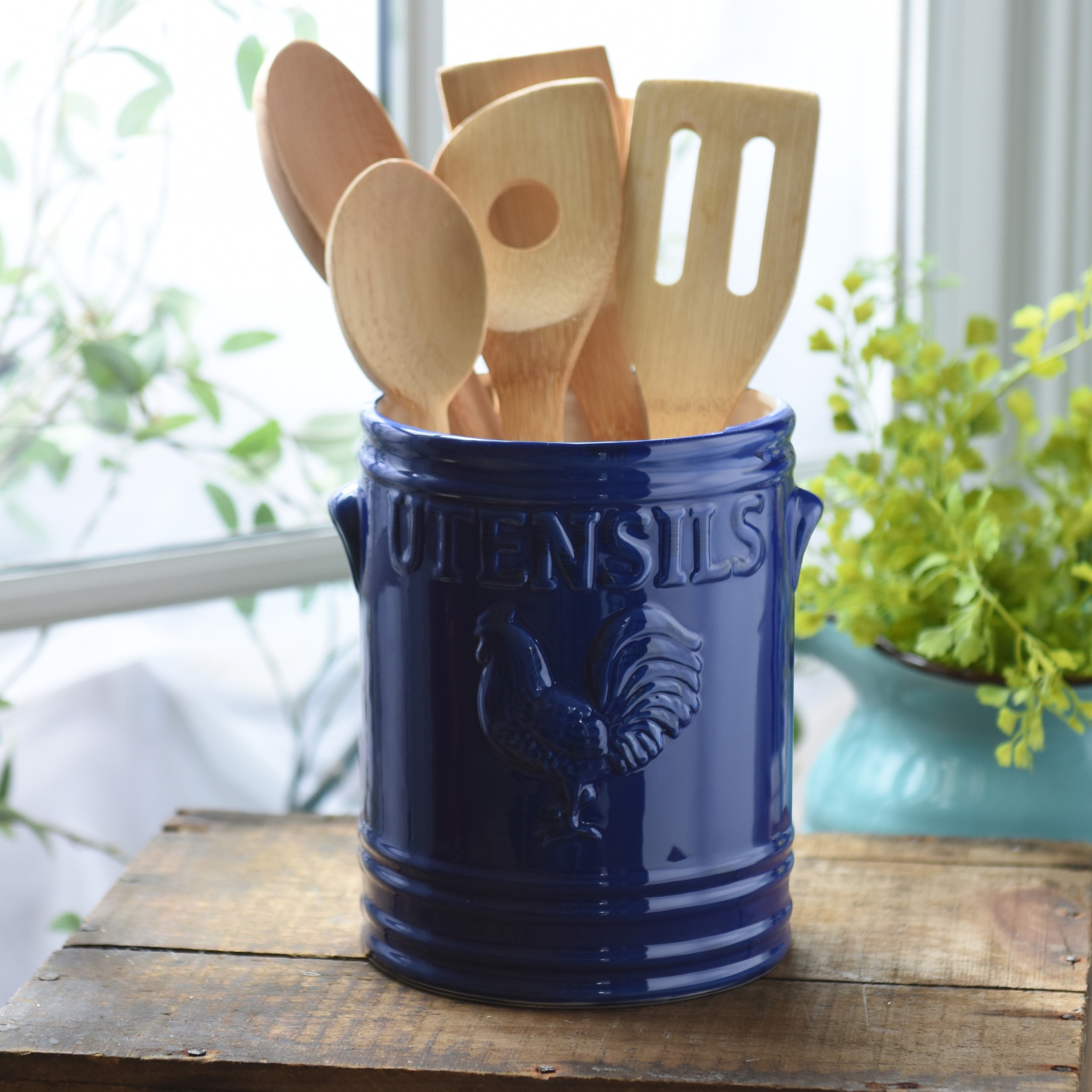 Cobalt Vintage Rooster Utensil Holder Kirklands