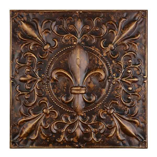 Embossed Bronze Fleur-de-Lis Metal Tile