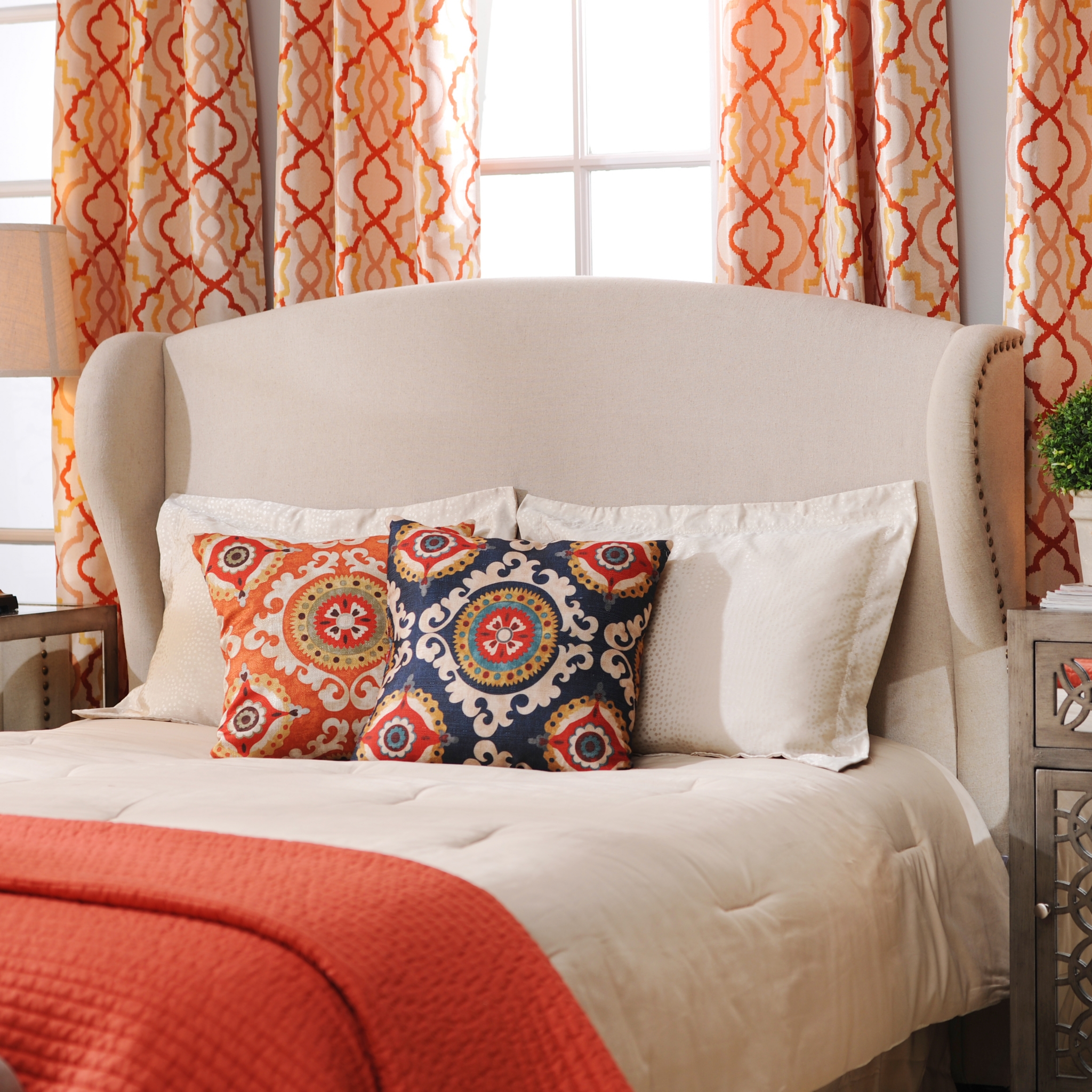 Tan Linen Wingback King Headboard Kirklands