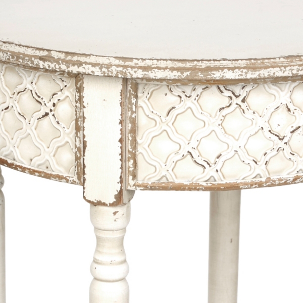 Distressed White Round Accent Table Kirklands