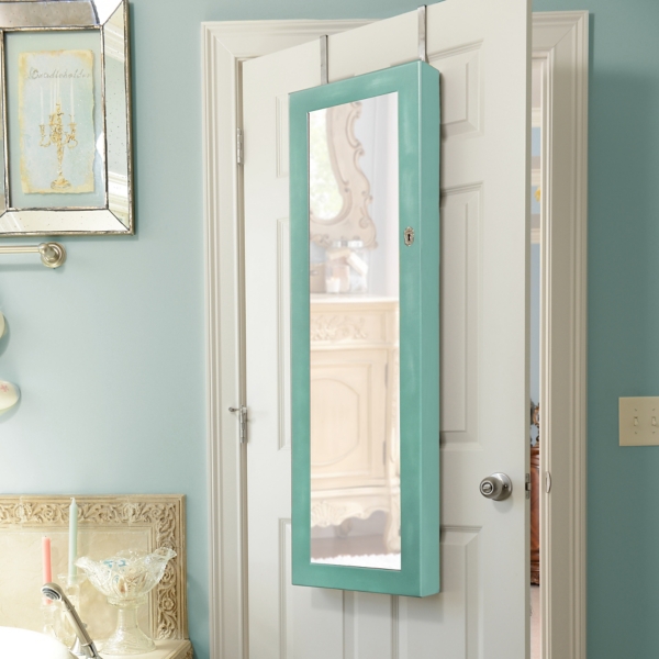 Distressed Turquoise Jewelry Armoire Mirror Kirklands