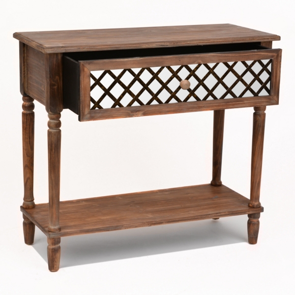 Rustic Mirrored Lattice Console Table Kirklands