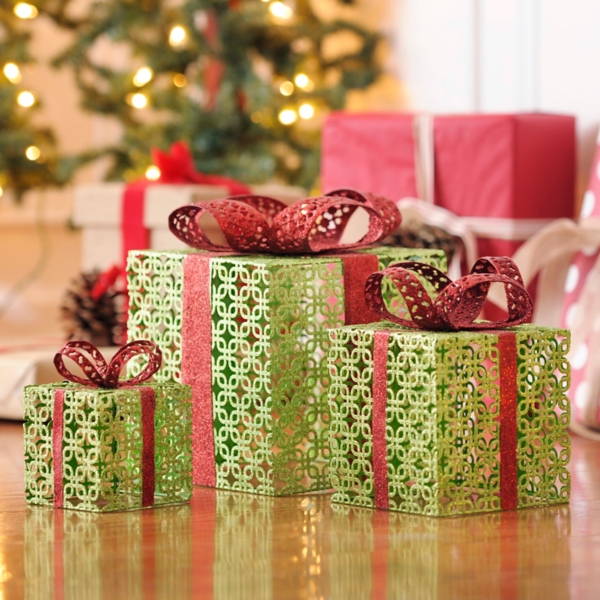 Green Glitter Metal Gift Box, Set of 3 Kirklands