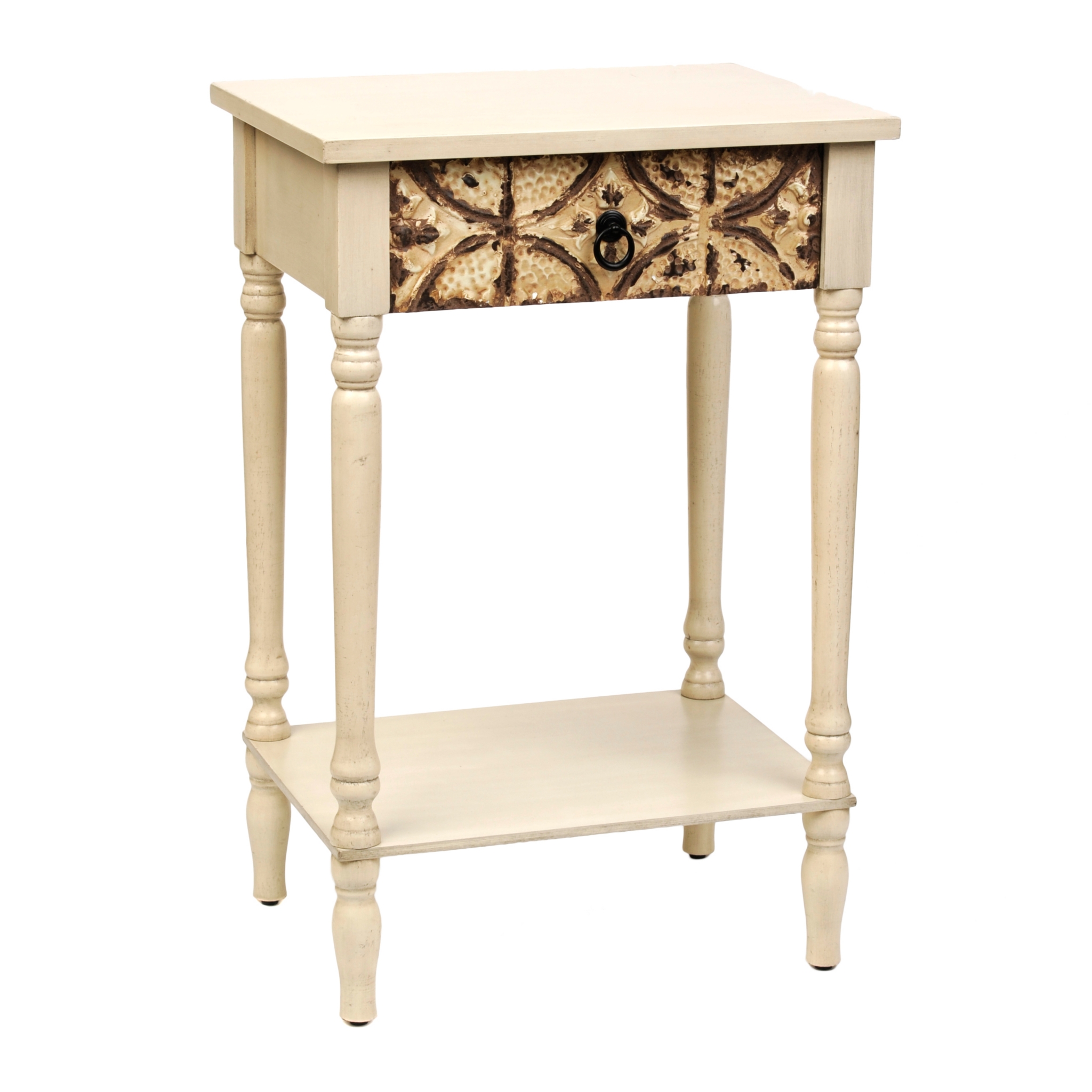 Antique Cream Tin Panel Accent Table Kirklands