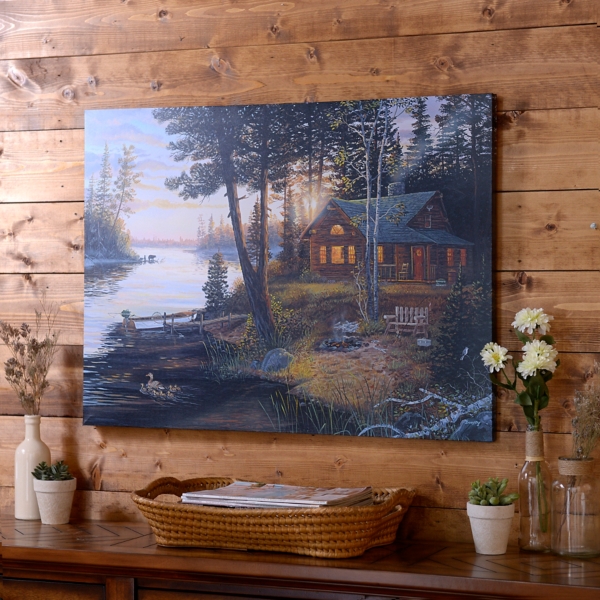 River Cabin Canvas Art Print Kirklands