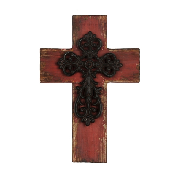 Distressed Red Wooden Cross Plaque Kirklands