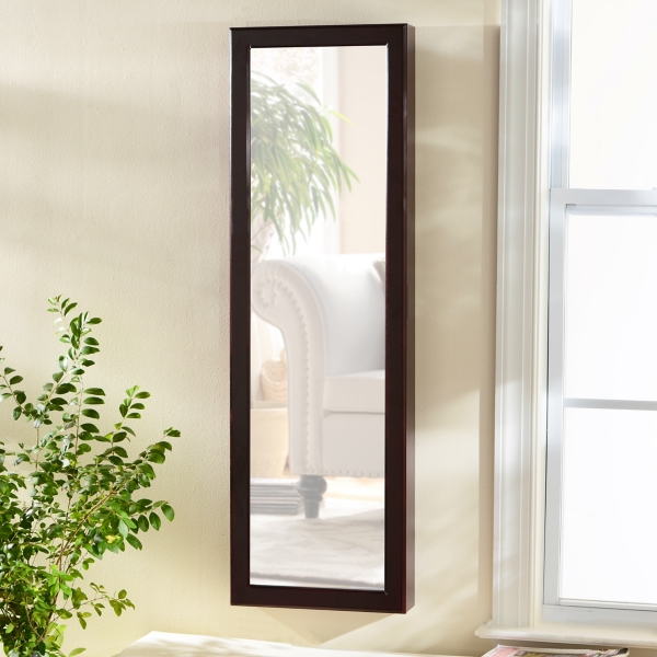 Mahogany Wood Over-the-Door Jewelry Armoire Mirror
