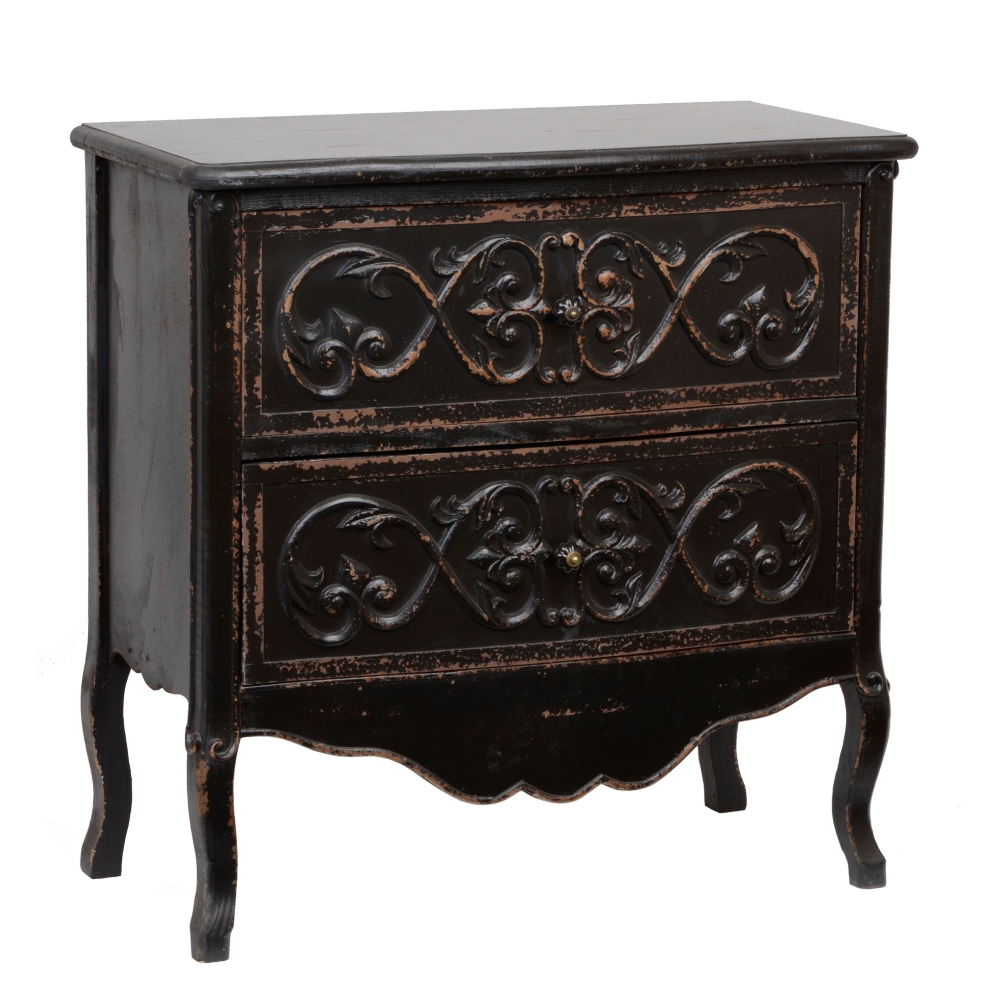 Distressed Black Carved Scroll Chest Kirklands