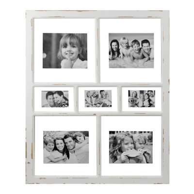 distressed white window pane collage frame