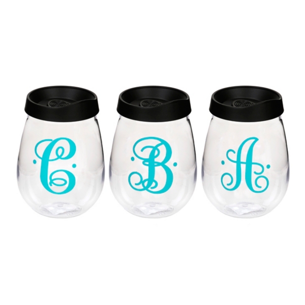 Monogram Stemless Acrylic Wine Glasses Kirklands