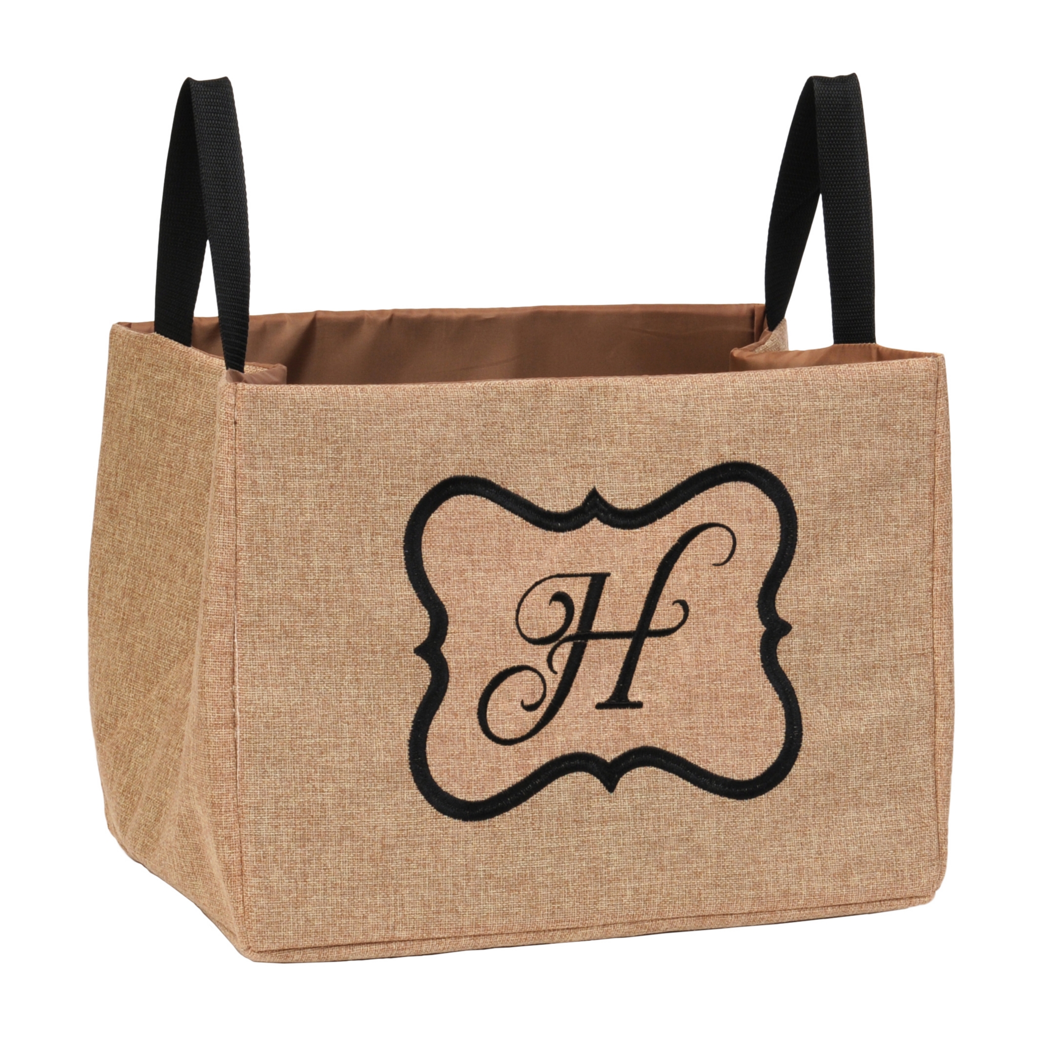 Burlap Monogram H Storage Bin Kirklands