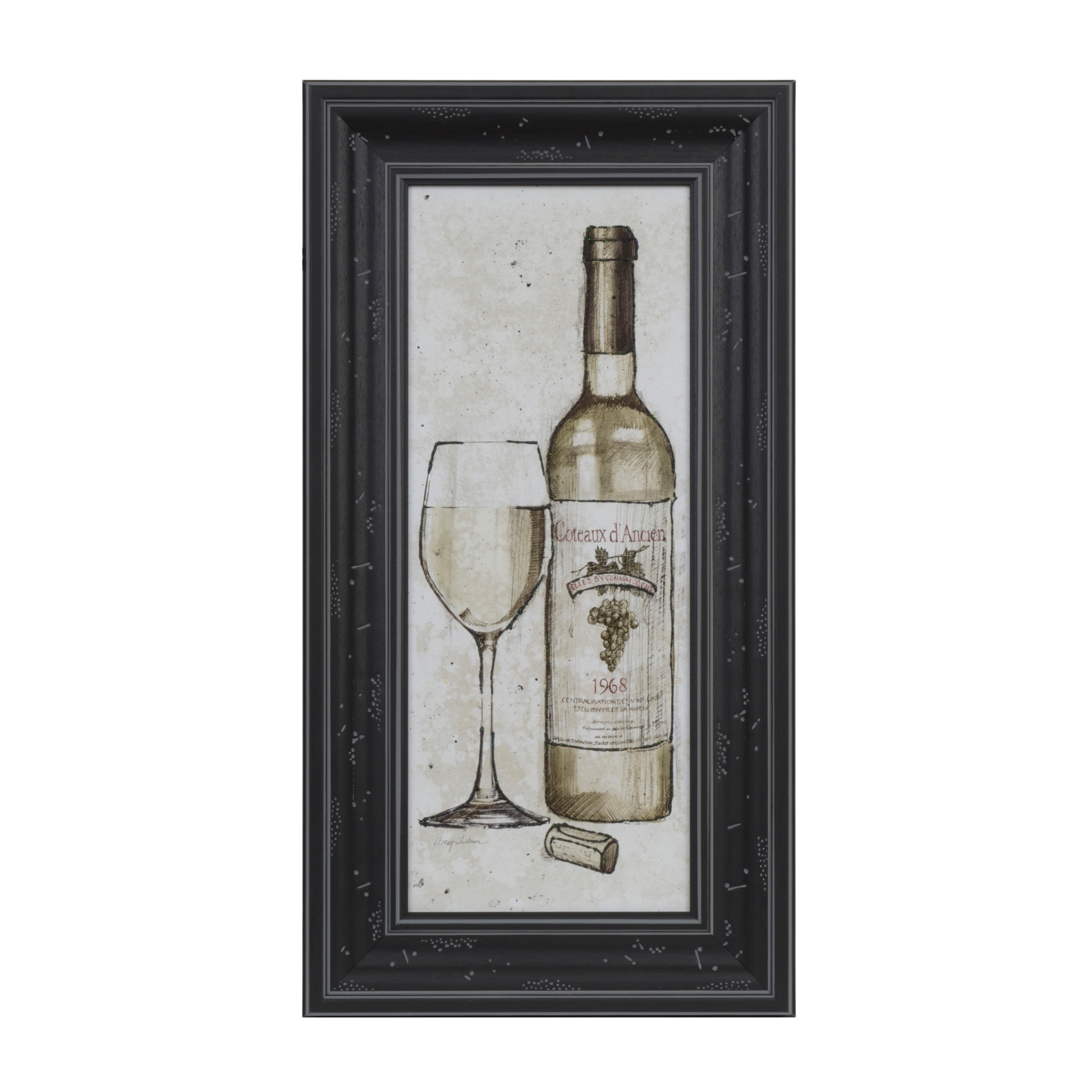 White Wine Sketch Framed Art Print Kirklands
