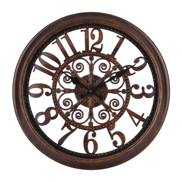 Distressed Bronze Open Face Clock Kirklands