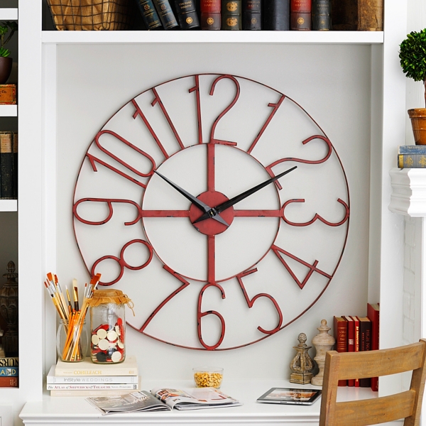 Distressed Red OpenFace Clock, 39.5 in. Kirklands