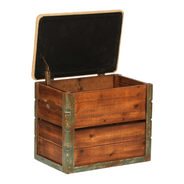 Wooden Crate Storage Ottoman Kirklands
