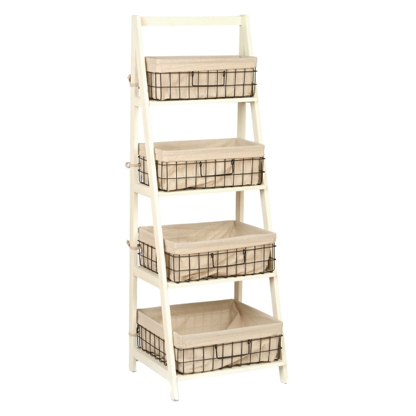 Cream Wood & Metal Ladder Shelf Kirklands