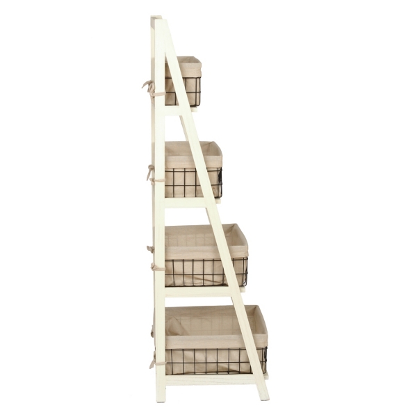 Cream Wood & Metal Ladder Shelf Kirklands