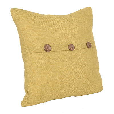 Yellow Buttoned Linen Accent Pillow