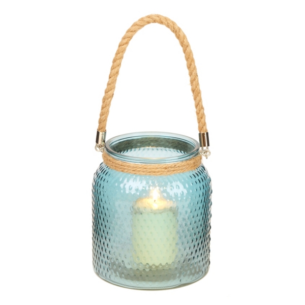 Blue Hobnail Glass Lantern Kirklands