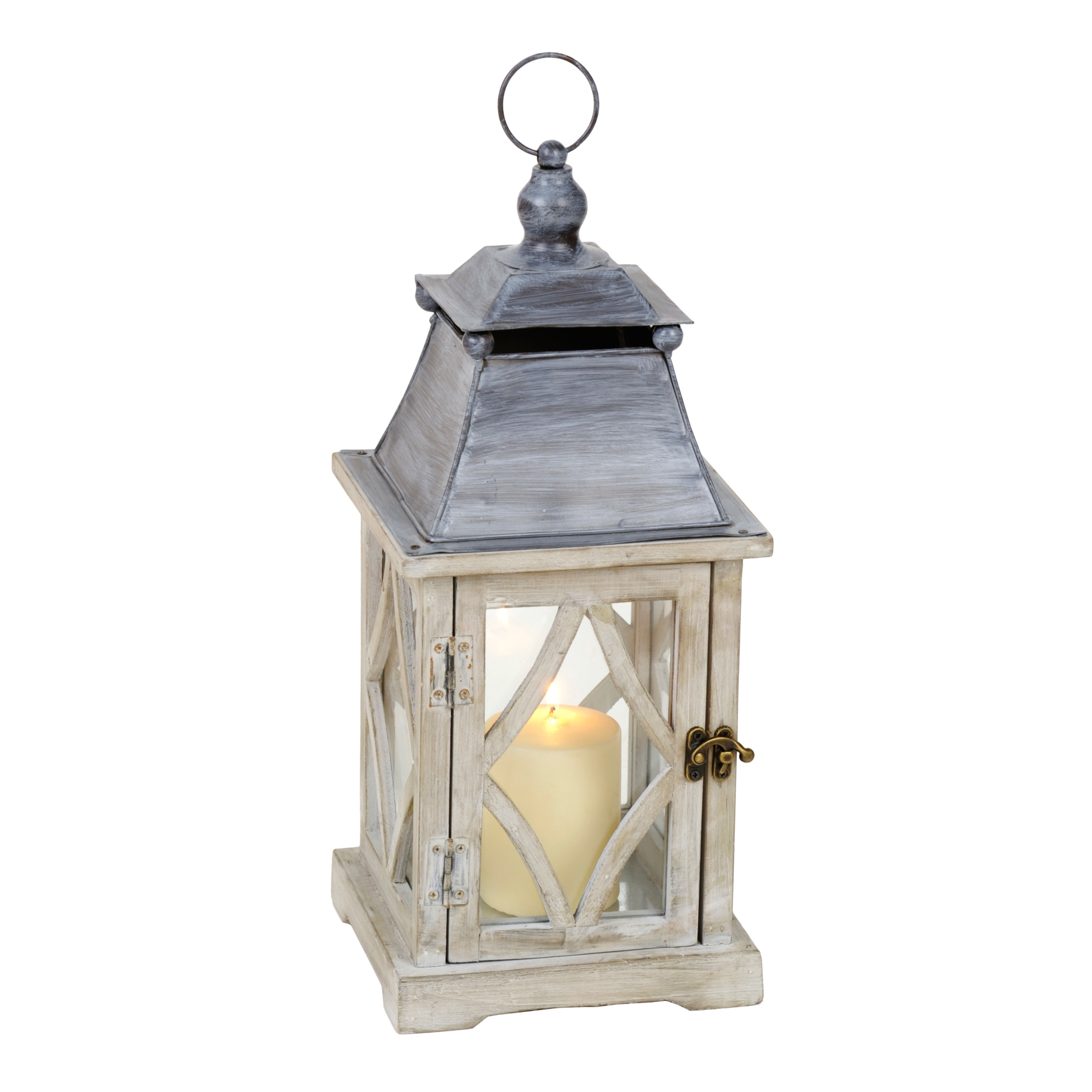 Rustic White and Gray Lantern Kirklands