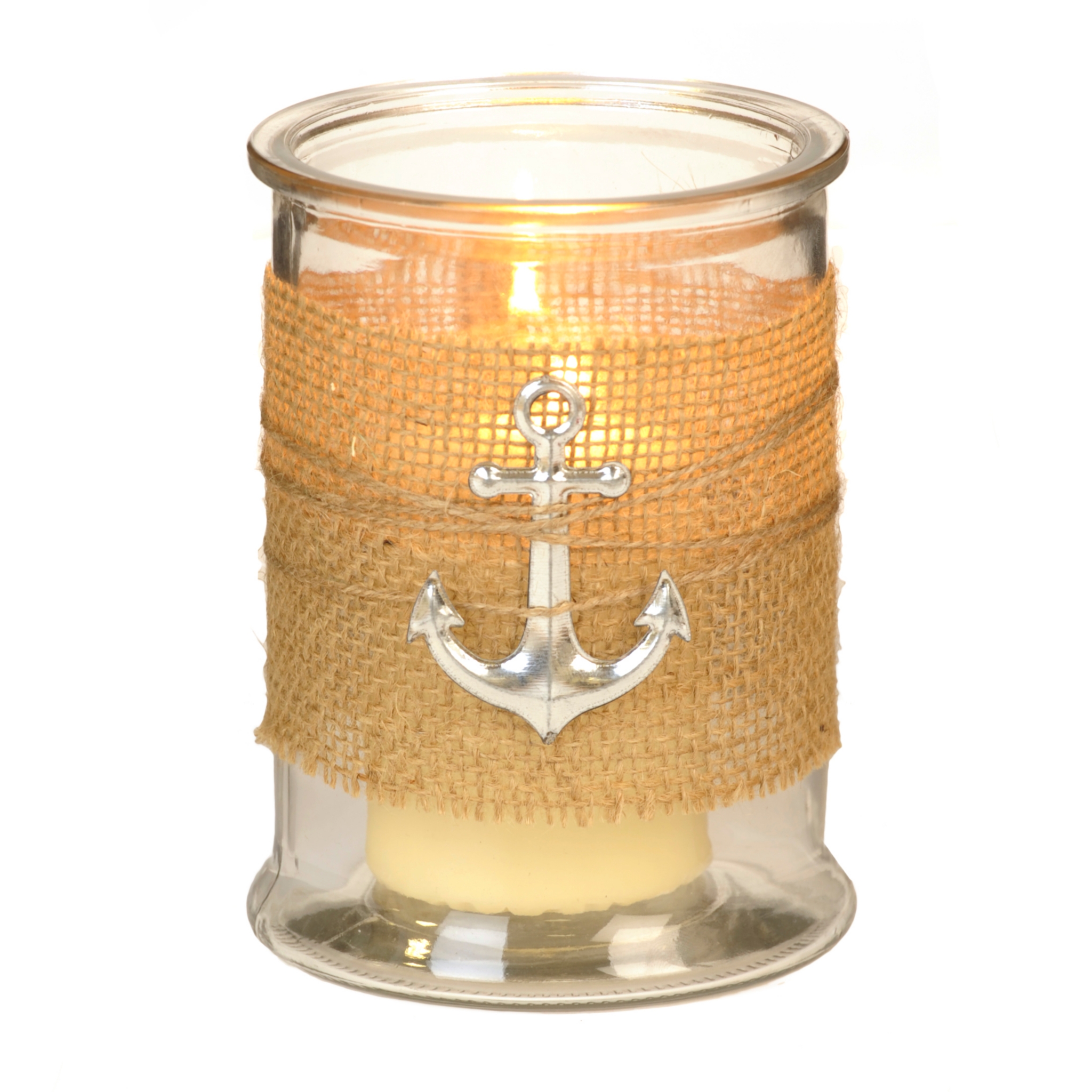 Silver Anchor BurlapWrapped Hurricane Kirklands