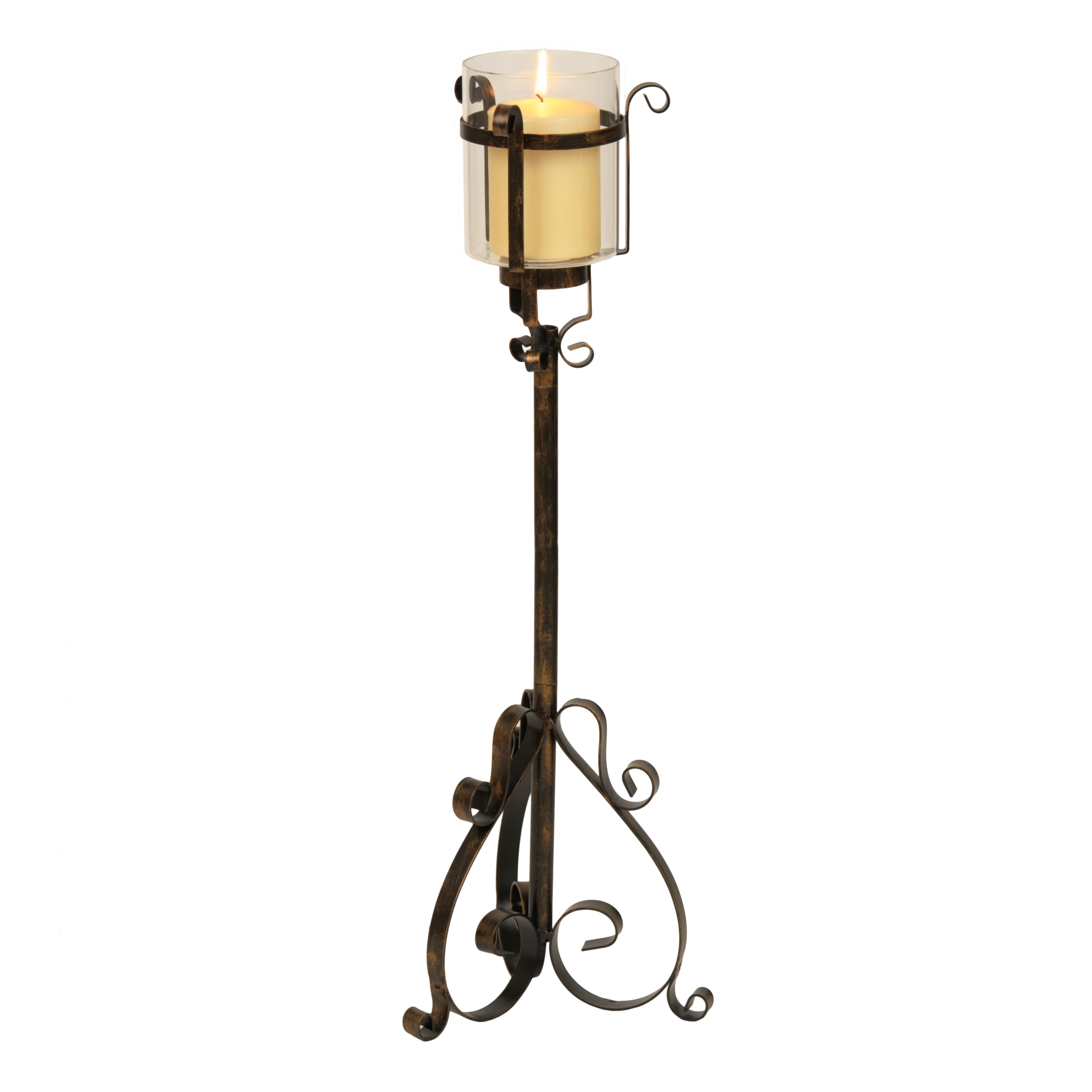 Glass And Metal Floor Candle Holder 24 In Kirklands 9817